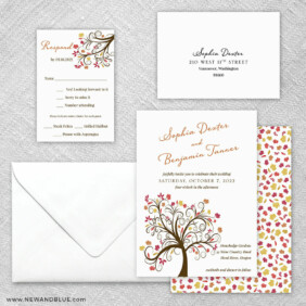 Lovely Leaves 5 Wedding Invitation And Rsvp Card