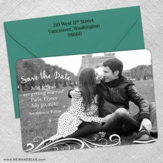 Paris 5 Save The Date With Optional Color Envelope