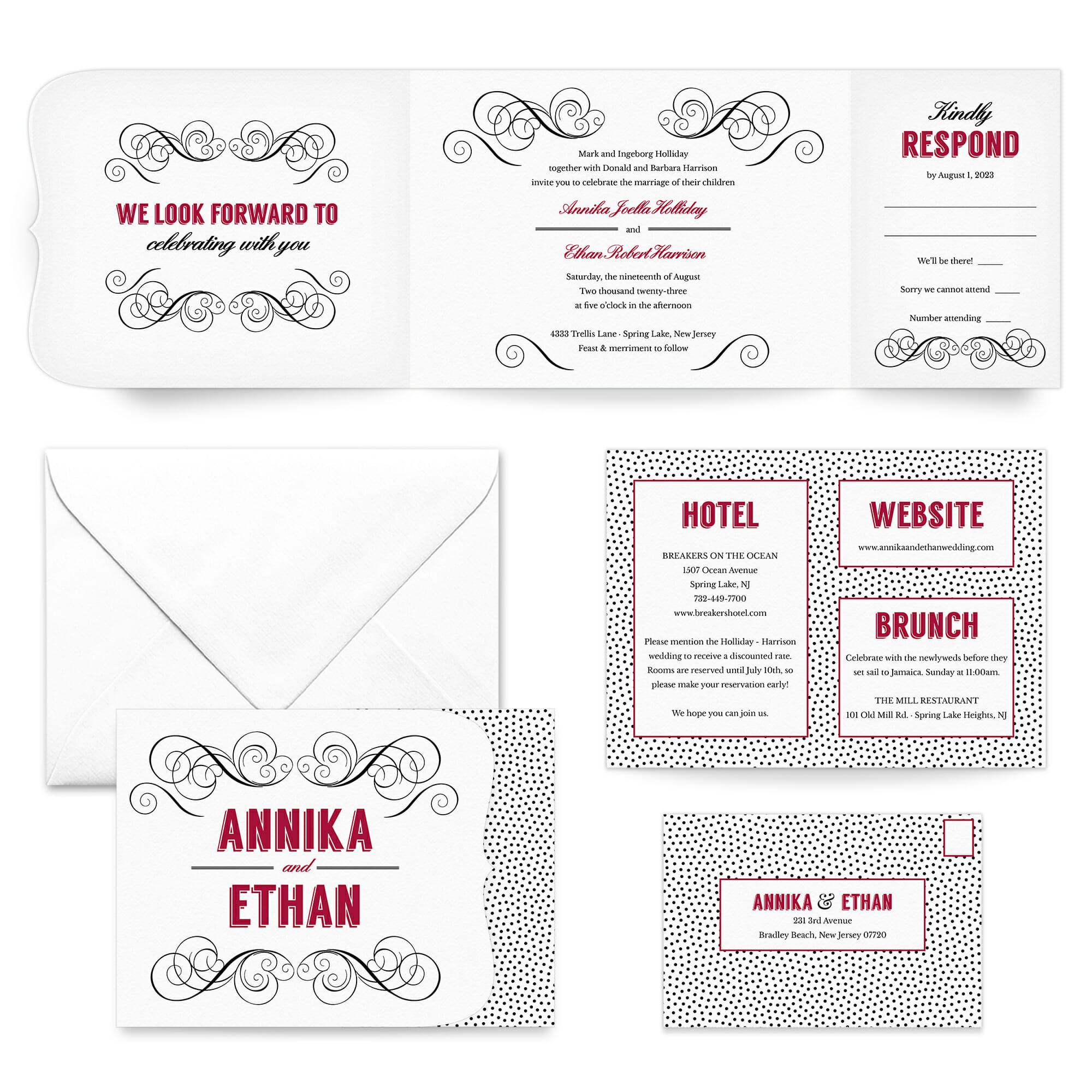 All In One Wedding Invitations – New and Blue