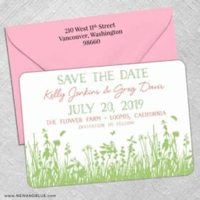 Summer Fields 5 Save The Date With Optional Color Envelope