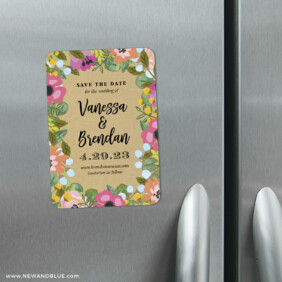 Whimsical Flowers 4 Refrigerator Save The Date Magnets