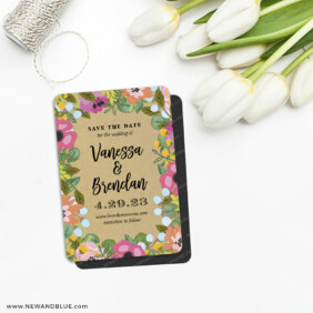 Whimsical Flowers 5 Save The Date Fridge Magnet