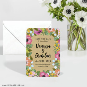 Whimsical Flowers 6 Wedding Save The Date Magnets With Envelope